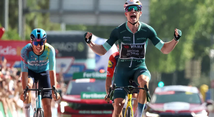 Wout van Aert másodszor nyert sprintet, Mas maradt az élen