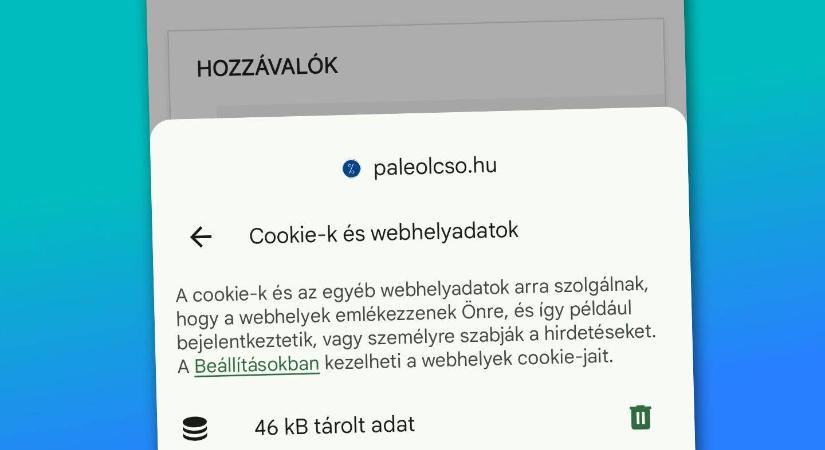 Kiválasztott weboldal cache adatainak és sütijeinek törlése a Chrome-ban