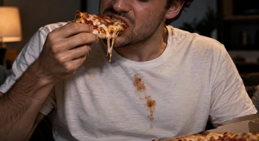 Jaj, ne! Pizzafolt a pólón? Amit ezután csinálsz, tönkreteheti a ruhádat