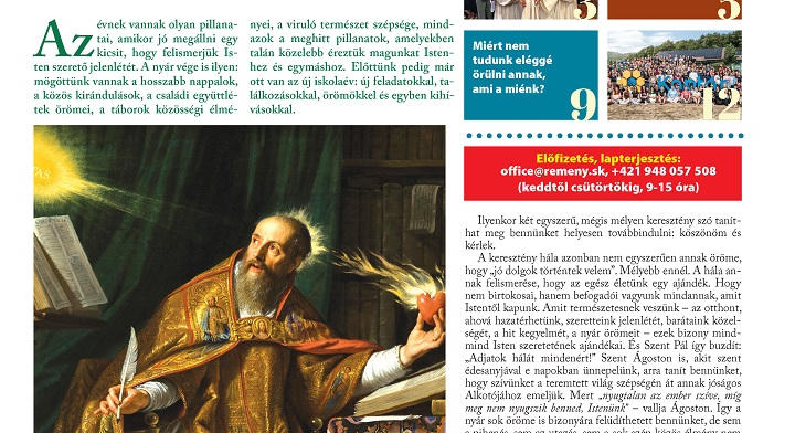Tanévkezdő fohászt is közöl a Remény hetilap új iskolaév küszöbén megjelenő száma