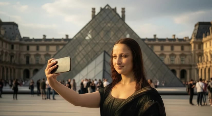 Két bulifestményt akasztottak a falra a Louvre Mona Lisa-termében