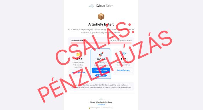 Megtelt az iCloud tárhellyel riogat egy friss csalás