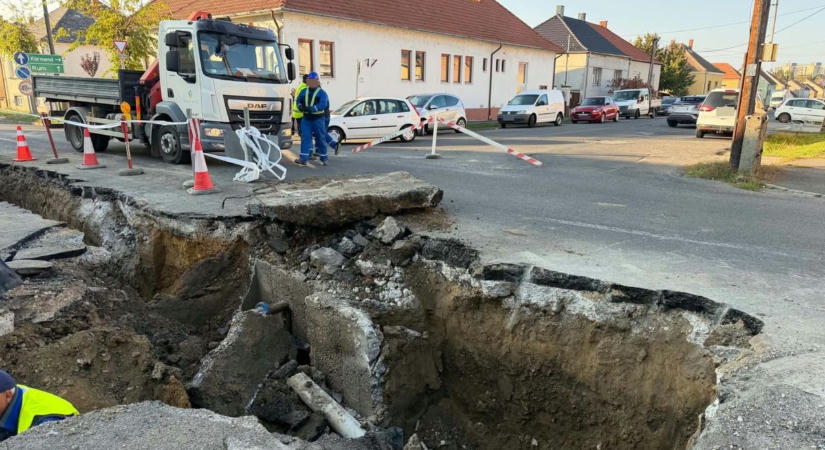 Csőtörés Szombathelyen: akár napokig is lezárva maradhat a forgalmas kereszteződés - fotó