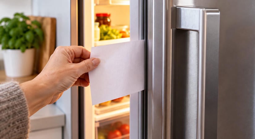 Egy papírlap a hűtőajtóba: így derül ki pár másodperc alatt, hogy szökik-e a hideg a tömítésnél