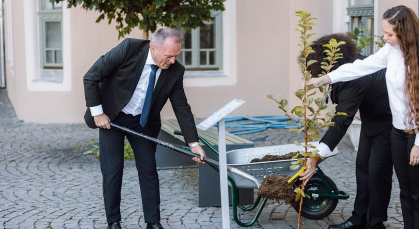 Pónyik almafát ültettek Bolyai Farkas emlékére Marosvásárhelyen
