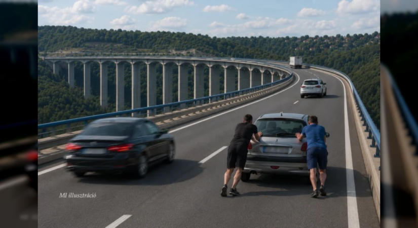 Engedély nélkül vezetett, majd az M7-esen tolta meghibásodott autóját egy férfi