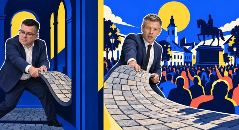 Magyar Péter Kisvárdán tartott fórumot a tömeg előtt