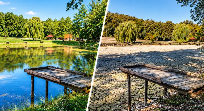 Megdöbbentő látvány a Zselicben: Teljesen kiszáradt a Ropoly-völgyi horgásztó