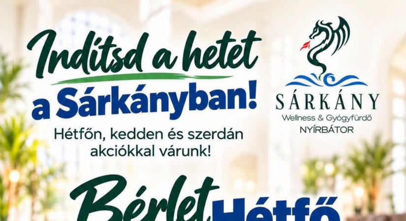 Kedvezményes fürdőzéssel indulhat a hét a nyírbátori Sárkányfürdőben