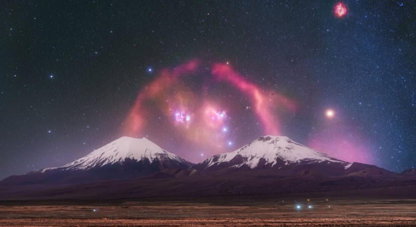 Ritka égi híd az Andok felett: a Barnard-hurok köti össze a két vulkánt a NASA fotóján
