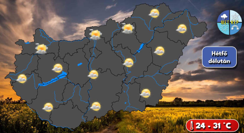 Hétfőn is folytatódik a kellemes nyári idő