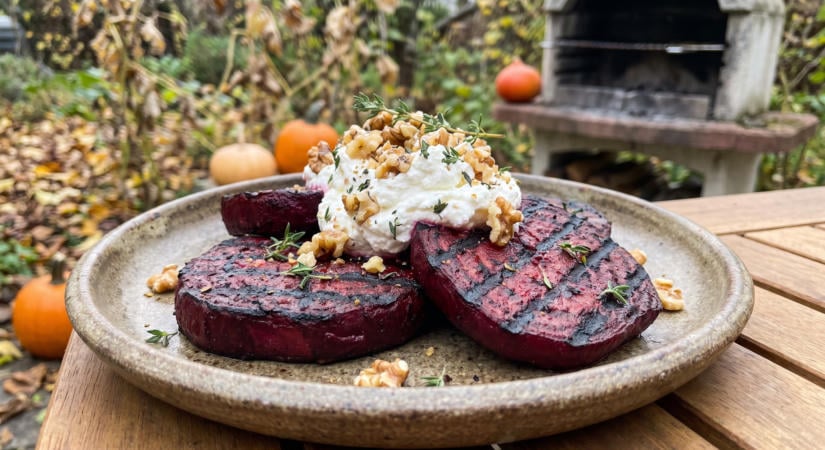 Grillezett céklasteak kecskesajtkrémmel