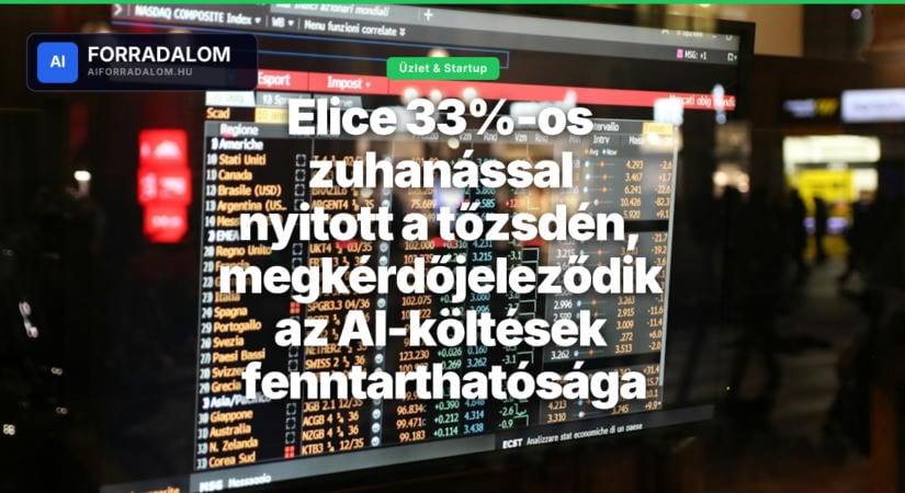Elice 33%-os zuhanással nyitott a tőzsdén, megkérdőjeleződik az AI-költések fenntarthatósága