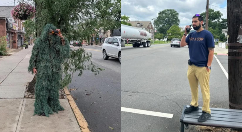 Hat óra alatt 74 bírságot osztott ki a bokornak öltözött rendőr