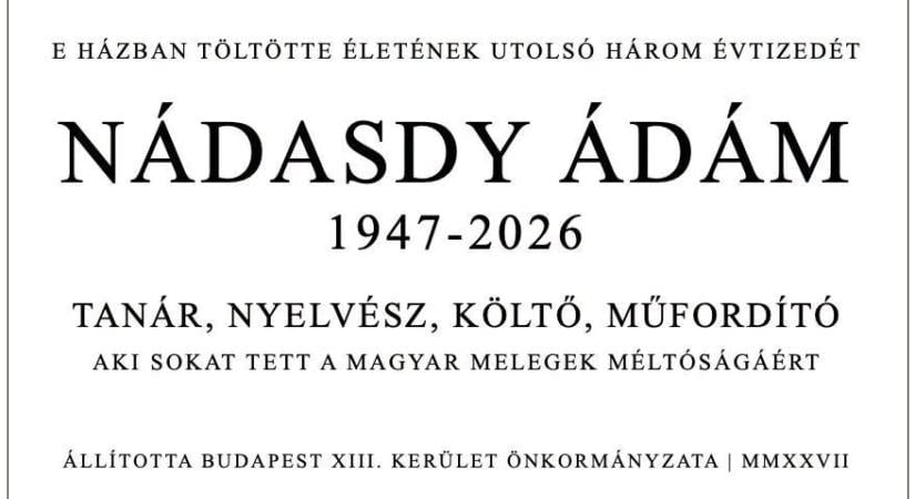 Újlipótváros önkormányzata elhagyná Nádasdy Ádám emléktáblájáról a meleg méltóságáról szóló részt