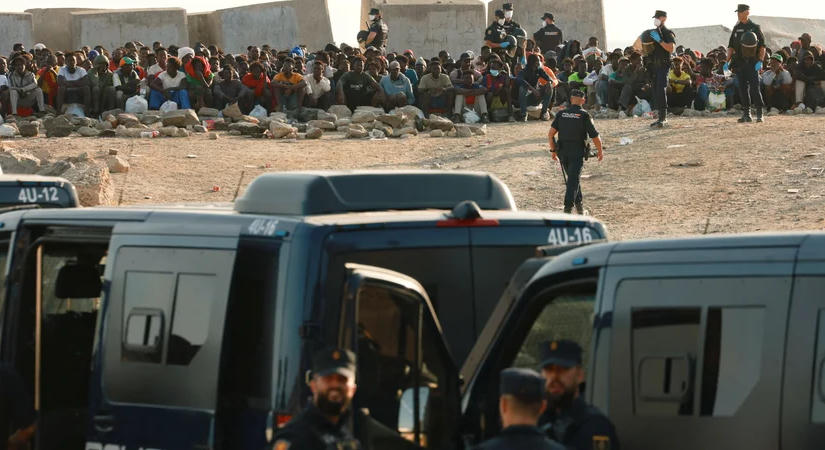 Ceutában a rendőrség több mint 3000 migránst lakoltat ki a strandról, ahol a higiéniának nem megfelelő körülmények között éltek