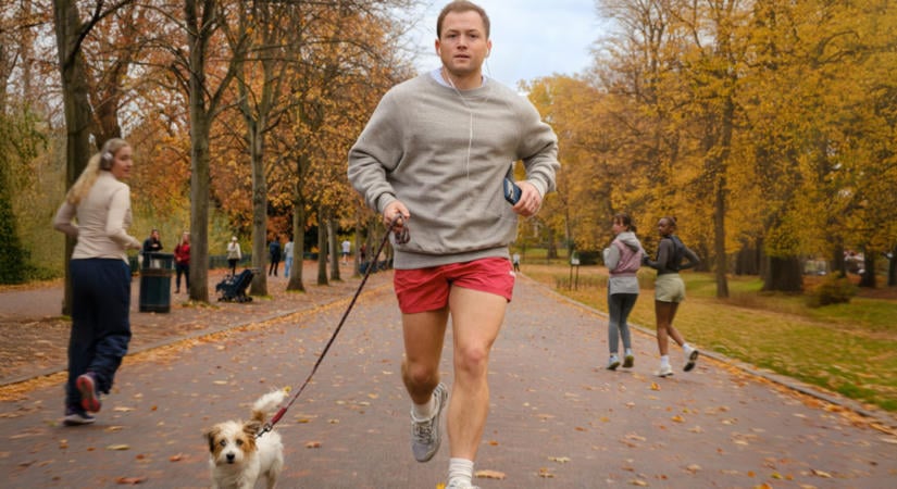 Egy kutya kergette őrületbe Taron Egertont a forgatáson