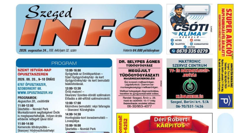 Szeged Infó 2026.08.24-i lapszáma