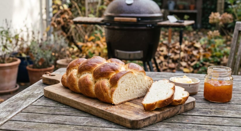 Fonott kalács a grillen