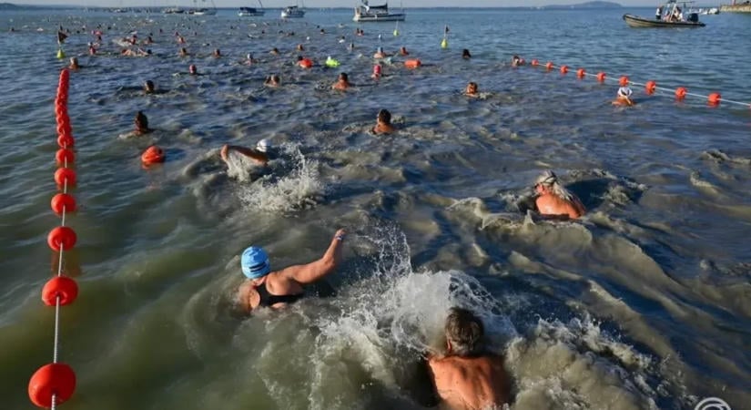 Kevesebb mint egy óra alatt ért célba a Balaton-átúszás nyertese