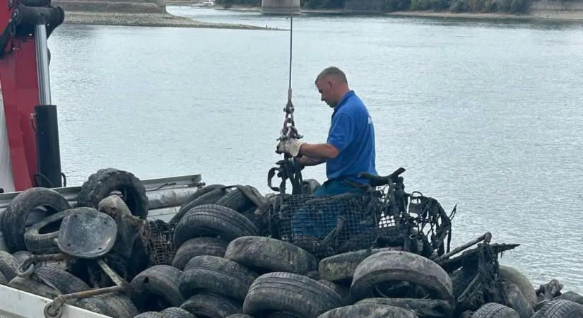 135 autógumit és 500 kilogramm vashulladékot szedtek ki a Dunából Budapestnél – fotók, videók