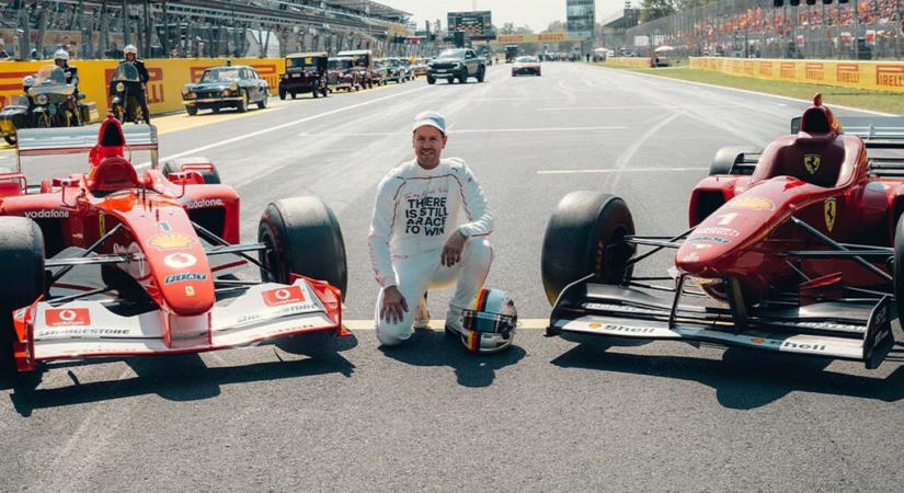 Vettel könnyek között vezette Schumacher legendás Ferrariját Monzában