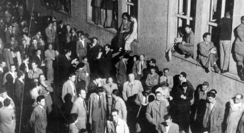 Fotókon az 1956-os forradalom egyetemistái, fiataljai