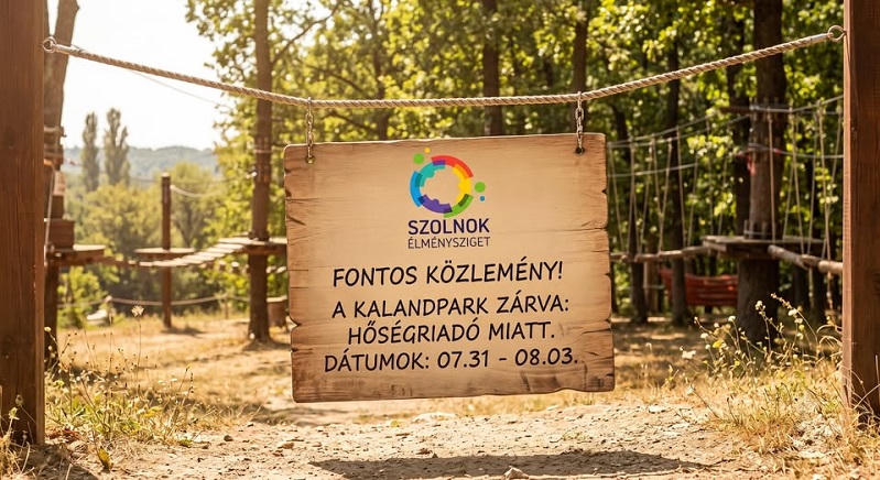 A hőségriadó miatt több napra bezár a Szolnok Élménysziget Kalandpark