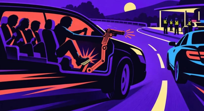 Büntetőfékezés az M44-esen: fegyvert rántott a sofőr