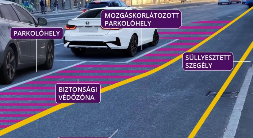 Megmagyarázta a BKK, miért került látszólag az út közepére egy mozgáskorlátozott parkoló Újpesten