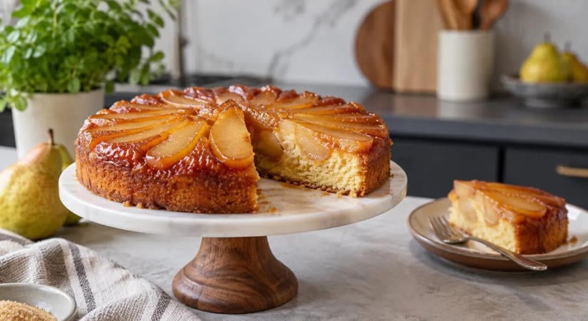 Karamellás körtetorta, ha nincs sok időm sütni, mindig ezt az egyszerű, de isteni tortát sütöm