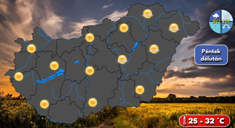 Friss hajnal után kellemesen meleg nyári nap vár ránk pénteken