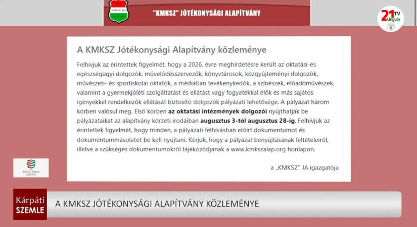 A KMKSZ Jótékonysági Alapítvány közleménye (videó)
