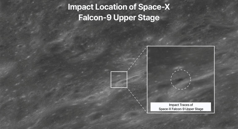 Először fotózták le a Holdba csapódott SpaceX-rakéta által hagyott fekete krátert
