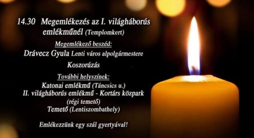 Az elhunytakra emlékeznek Lentiben – mutatjuk, hol lesz az ünnepi program