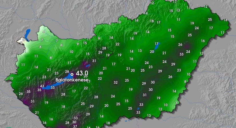 Ez jól esett..., rengeteg eső zúdult Somogyra, a Balaton környékén kiadós csapadékot regisztráltak