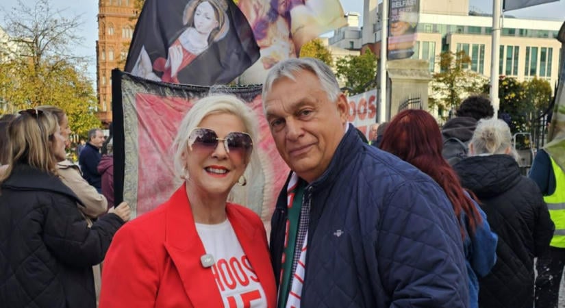 Orbán Viktor nemcsak meccset nézett Belfastban, hanem egy abortuszellenes tüntetésen is részt vett