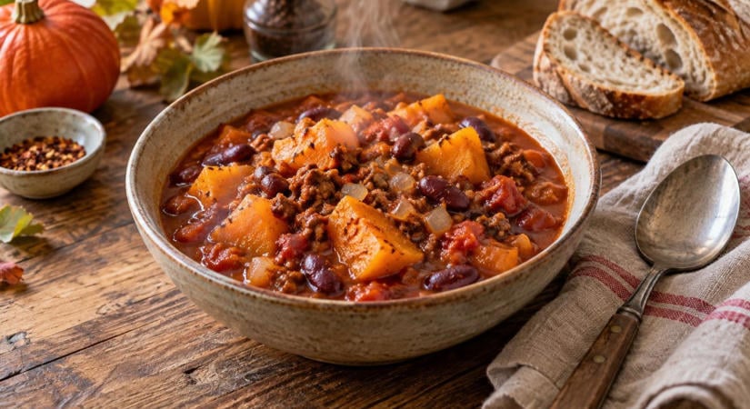 Darált húsos sütőtökös chili: egyszerű őszi egytálétel fél óra alatt