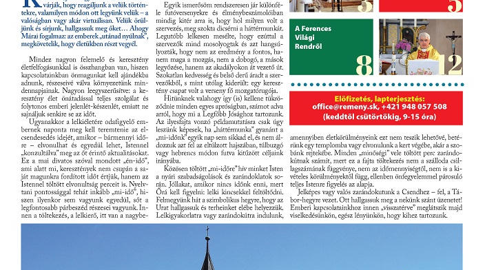 A Porcinkula-búcsú napján jelenik meg a Remény hetilap új száma