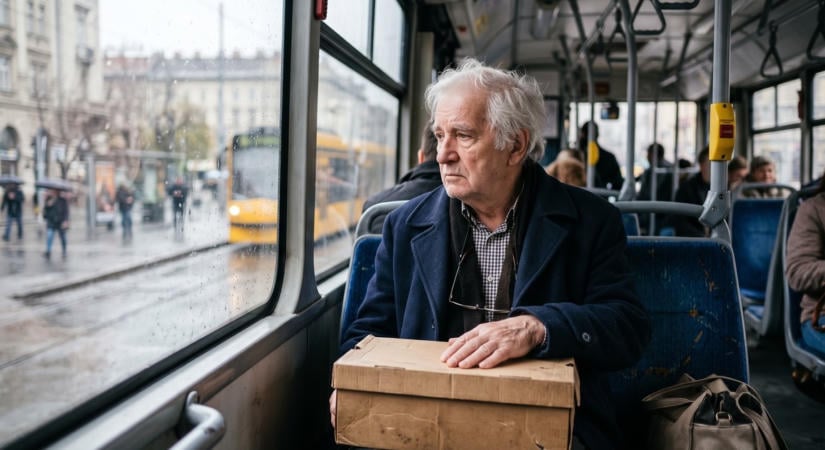 Amikor a buszsofőr a fékbe taposott, kiborult egy régi cipősdoboz az öregúr kezéből – a tartalma minden utast megríkatott