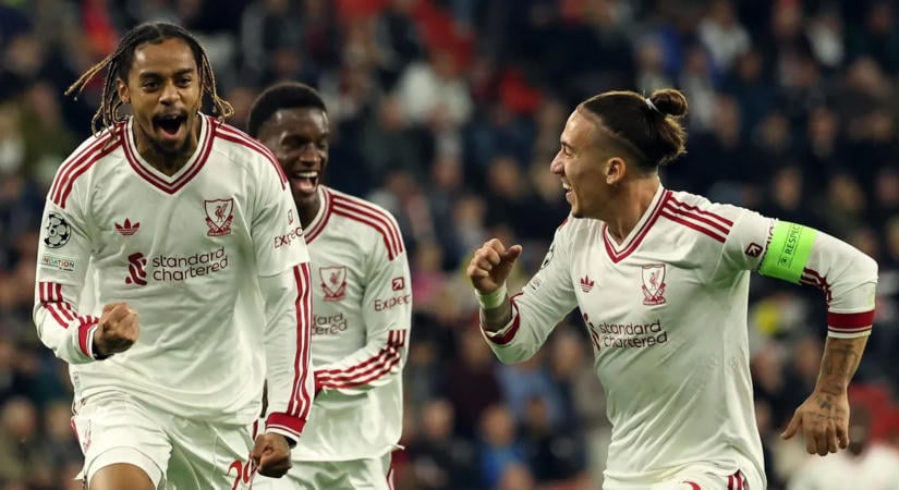 Barcola mesterhármast jegyzett, magyar játékosai nélkül 6–3-ra nyert a Liverpool a BL-ben
