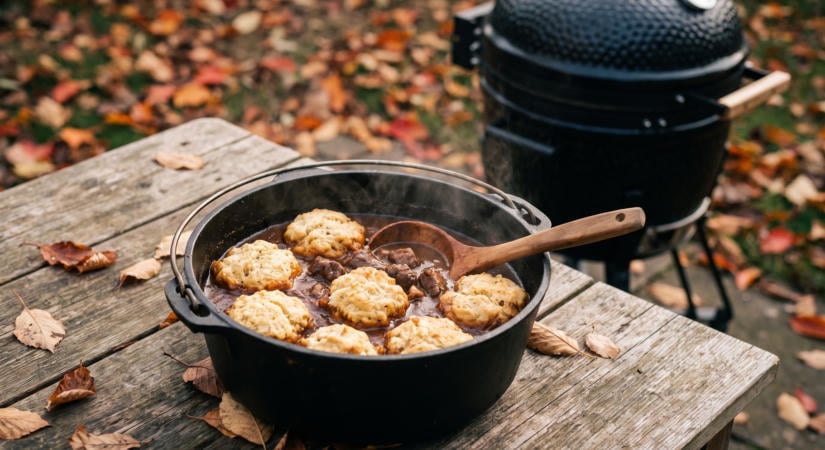 Sörös marharagu puha gombócokkal a grillen