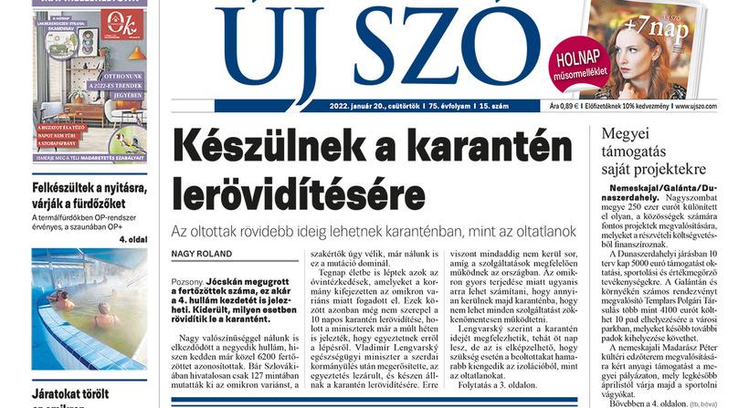 Miről ír a csütörtöki Új Szó?