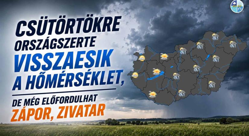 Csütörtökre országszerte visszaesik a hőmérséklet, de még előfordulhat zápor, zivatar