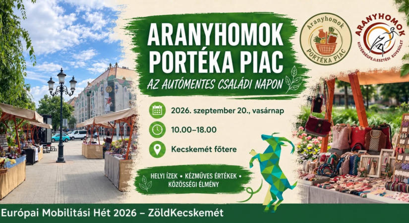 Aranyhomok Portéka Piac az Autómentes Családi Napon!