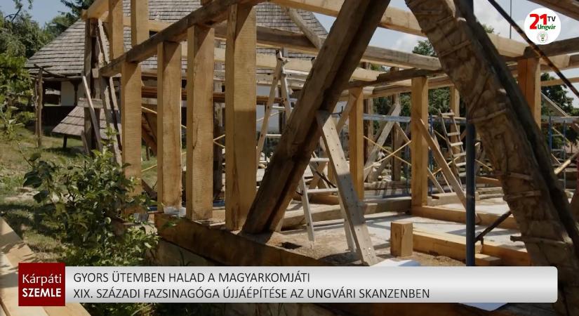 Gyors ütemben halad a magyarkomjáti XIX. századi fazsinagóga újjáépítése az ungvári skanzenben (videó)