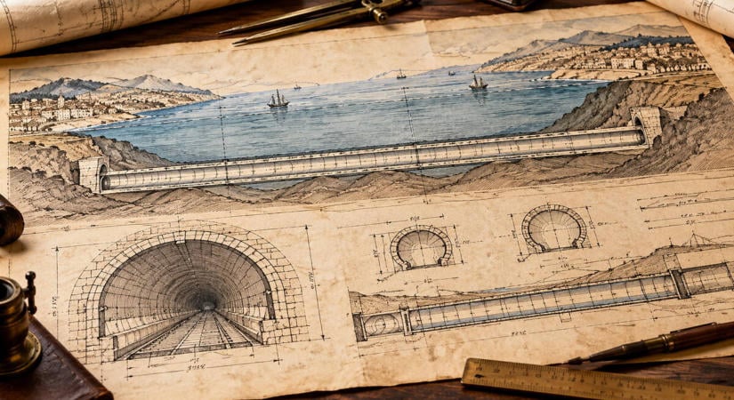 1870-ben egy olasz mérnök vasúti alagutat tervezett a Messinai-szoros alá