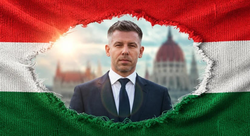 Magyar Péter arcképét szerkesztették az ’56-os lyukas zászló közepére, felháborodott az internet népe