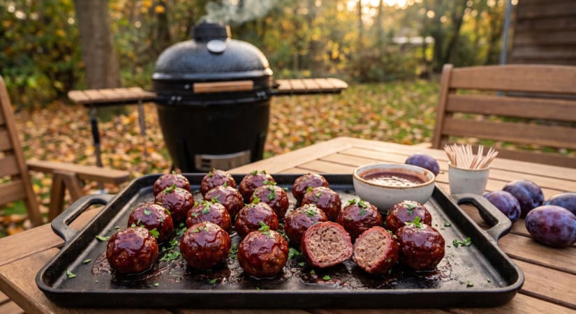 Füstölt húsgombóc szilvás BBQ mázzal