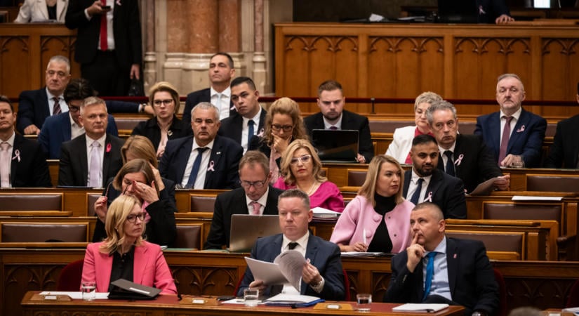 Rózsaszínbe öltöztek a parlamenti képviselők, a mellrák elleni küzdelemre hívják fel a figyelmet